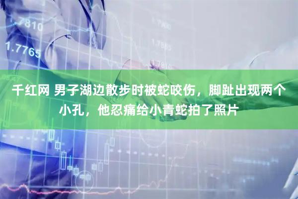 千红网 男子湖边散步时被蛇咬伤，脚趾出现两个小孔，他忍痛给小青蛇拍了照片