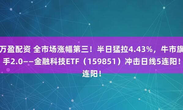 万盈配资 全市场涨幅第三！半日猛拉4.43%，牛市旗手2.0——金融科技ETF（159851）冲击日线5连阳！