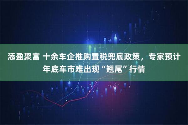 添盈聚富 十余车企推购置税兜底政策，专家预计年底车市难出现“翘尾”行情